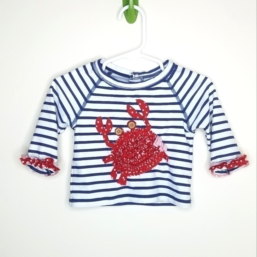Mud Pie Crab Rashguard Swim Shirt Bathing Suit 12-18m